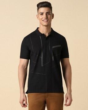 men geometric print regular fit polo t-shirt