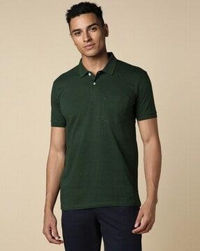 men geometric print regular fit polo t-shirt