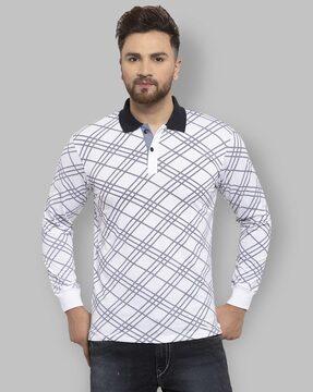 men geometric print regular fit polo t-shirt