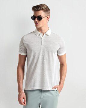 men geometric print regular fit polo t-shirt