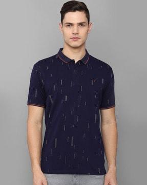 men geometric print regular fit polo t-shirt