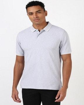 men geometric print regular fit polo t-shirt