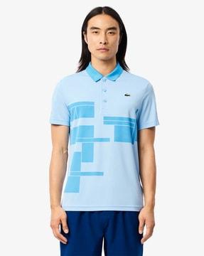 men geometric print regular fit polo t-shirt