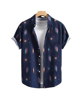 men geometric print regular fit shirt