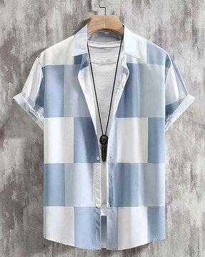 men geometric print regular fit shirt