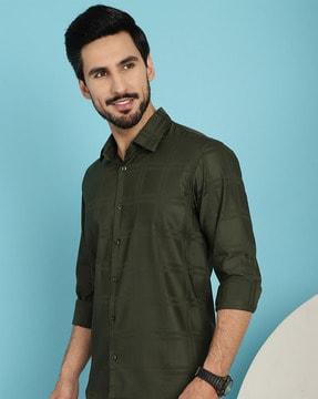 men geometric print regular fit shirt