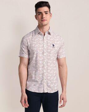 men geometric print regular fit shirt