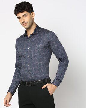 men geometric print regular fit shirt