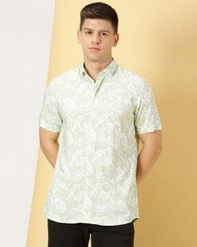 men geometric print regular fit shirt