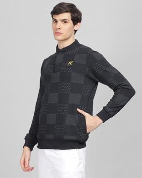 men geometric print regular fit sweatshirt