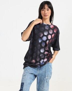 men geometric print regular fit t-shirt