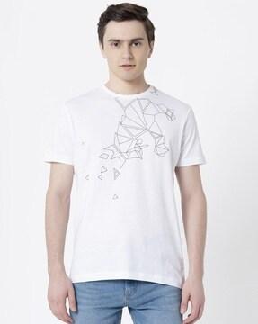 men geometric print regular fit t-shirt