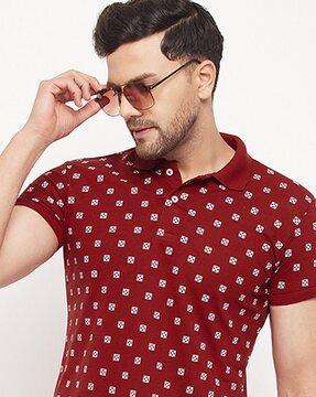 men geometric print regular fit t-shirt