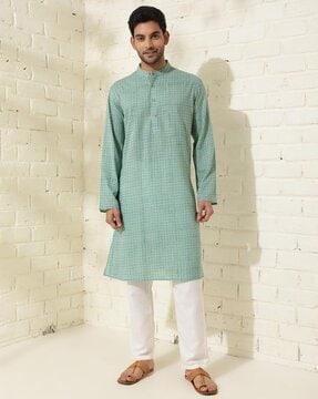 men geometric print relaxed fit kurta