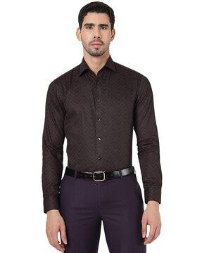 men geometric print slim fit shirt