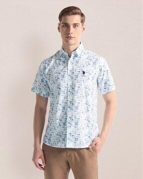 men geometric print tailored fit shirt