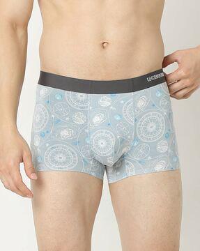 men geometric print trunks with elasticated waist