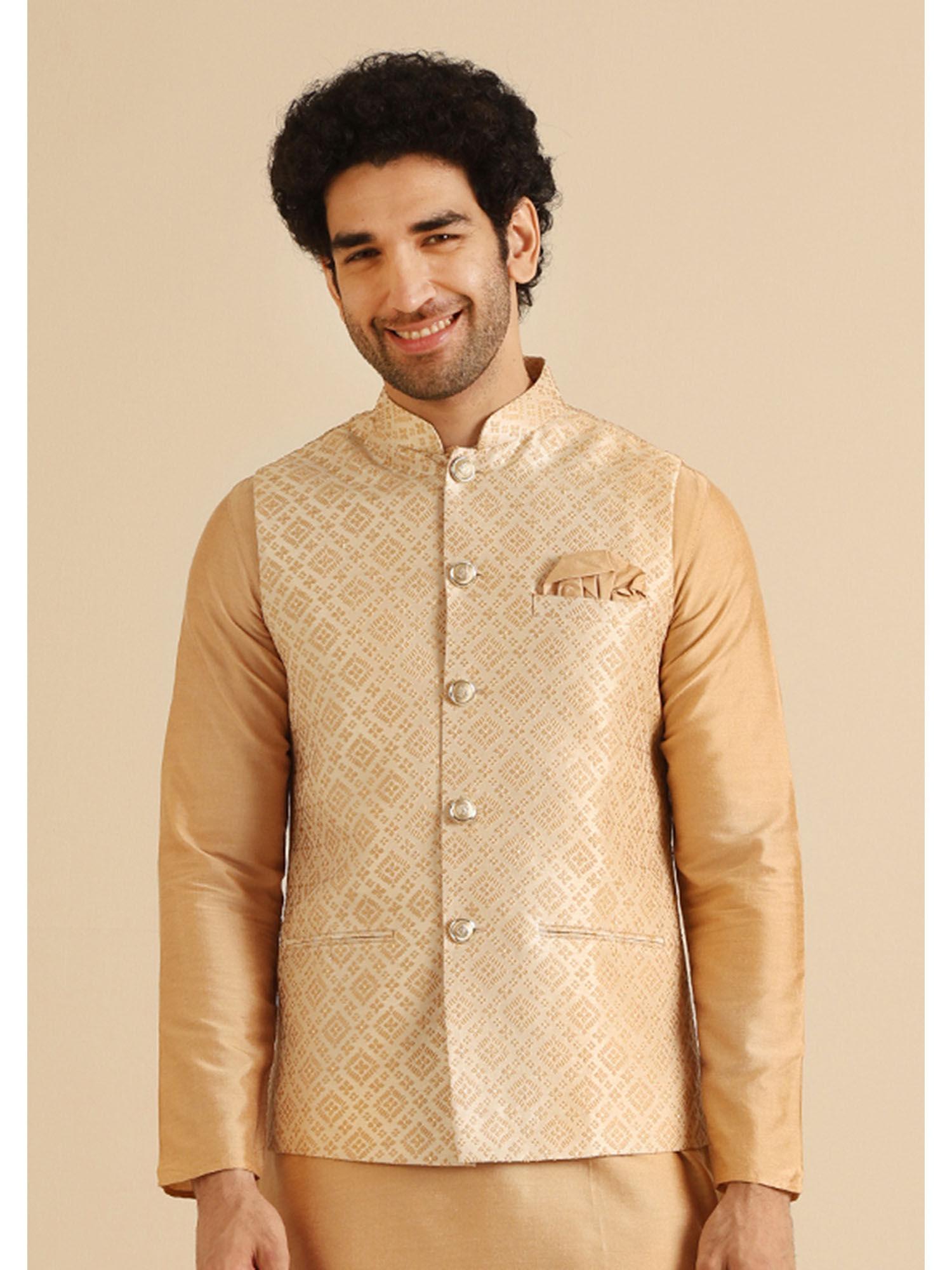 men gold nehru jacket