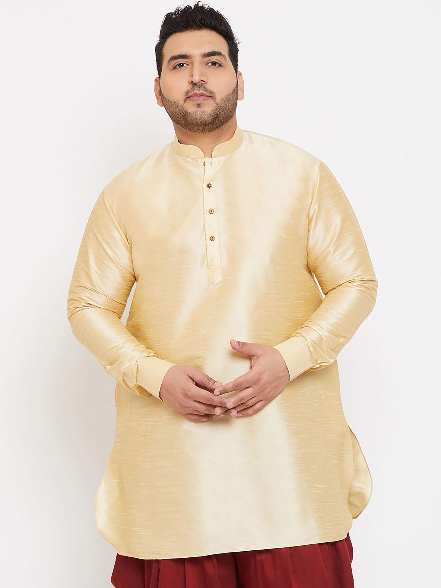 men gold silk blend kurta