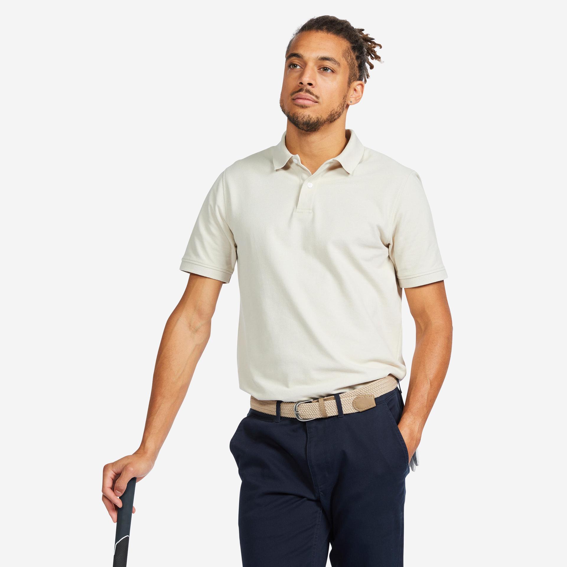 men golf polo t-shirt light beige