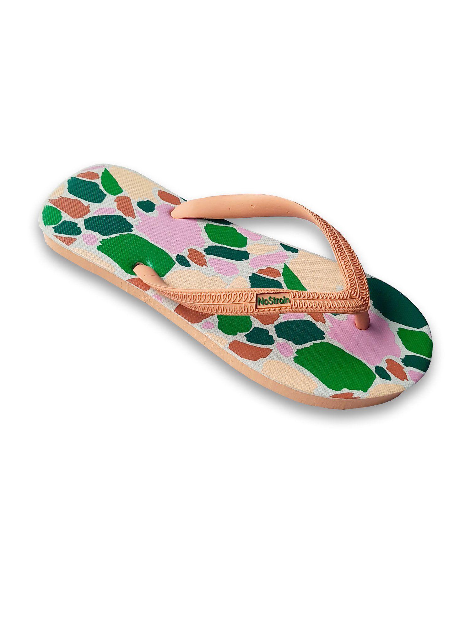 men gowild light orange salmon printed flipflops