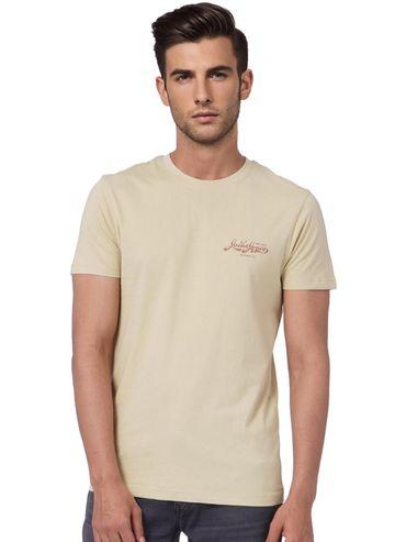 men graphic beige casual t-shirt