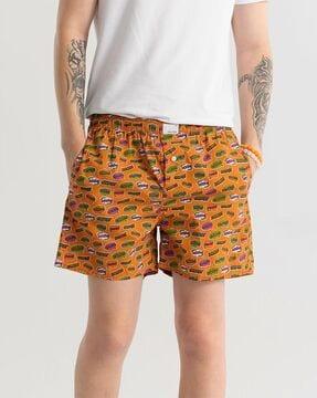 men graphic print boxers with elasticated waist