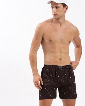 men graphic print boxers with elasticated waistband