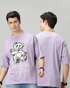 men graphic print crew-neck oversized t-shirt