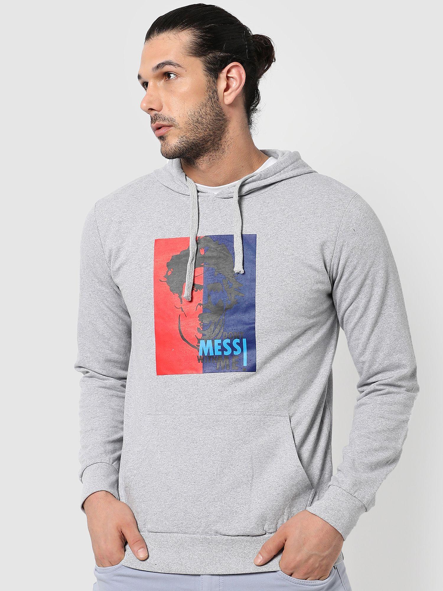 men graphic print hooded sweatshirt