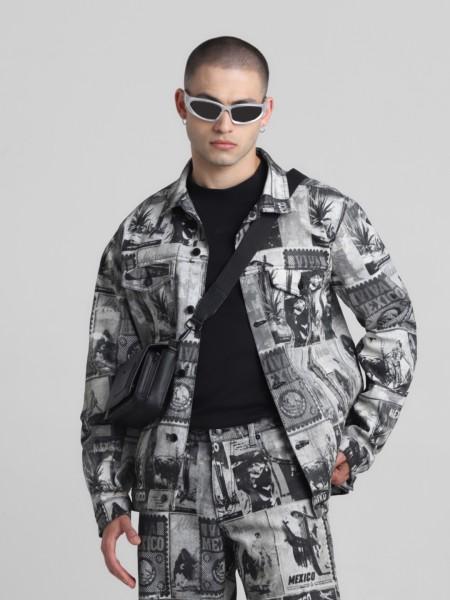 men graphic print jacket