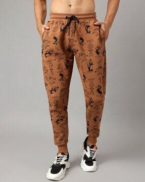 men graphic print joggers with insert pockets