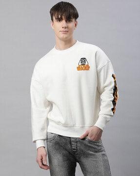 men graphic print loose fit crew-neck sweatshirt