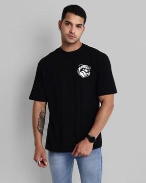 men graphic print loose fit crew-neck t-shirt