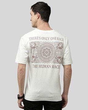 men graphic print loose fit crew-neck t-shirt