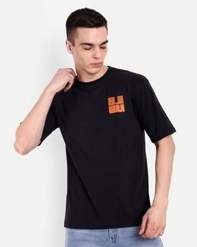men graphic print loose fit crew-neck t-shirt