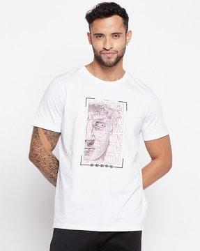 men graphic print loose fit crew-neck t-shirt