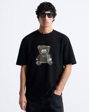 men graphic print loose fit crew-neck t-shirt