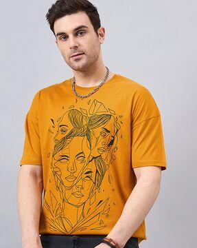 men graphic print loose fit round-neck t-shirt