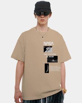 men graphic print oversized crew-neck t-shirt