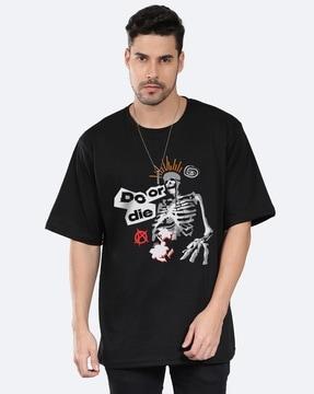 men graphic print oversized crew-neck t-shirt