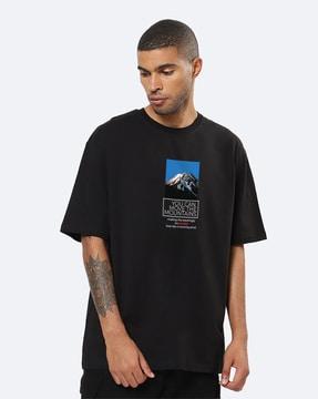 men graphic print oversized crew-neck t-shirt