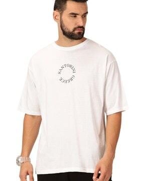 men graphic print oversized crew-neck t-shirt