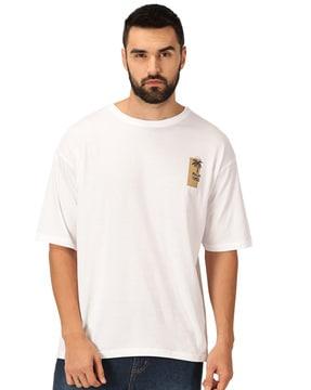 men graphic print oversized crew-neck t-shirt