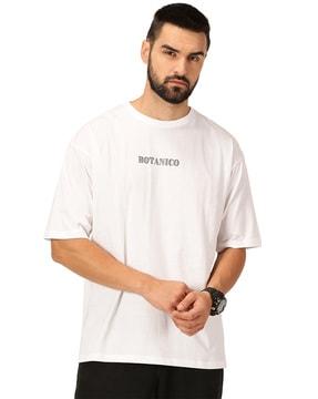 men graphic print oversized crew-neck t-shirt