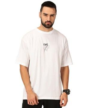 men graphic print oversized crew-neck t-shirt