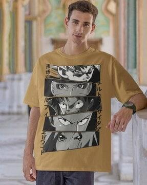 men graphic print oversized crew-neck t-shirt