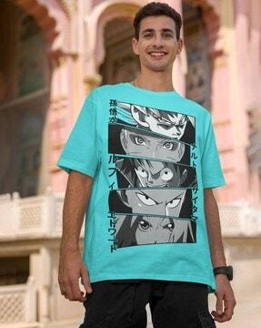 men graphic print oversized crew-neck t-shirt