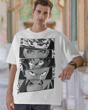 men graphic print oversized crew-neck t-shirt