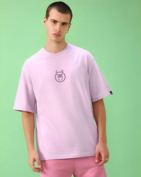 men graphic print oversized crew-neck t-shirt